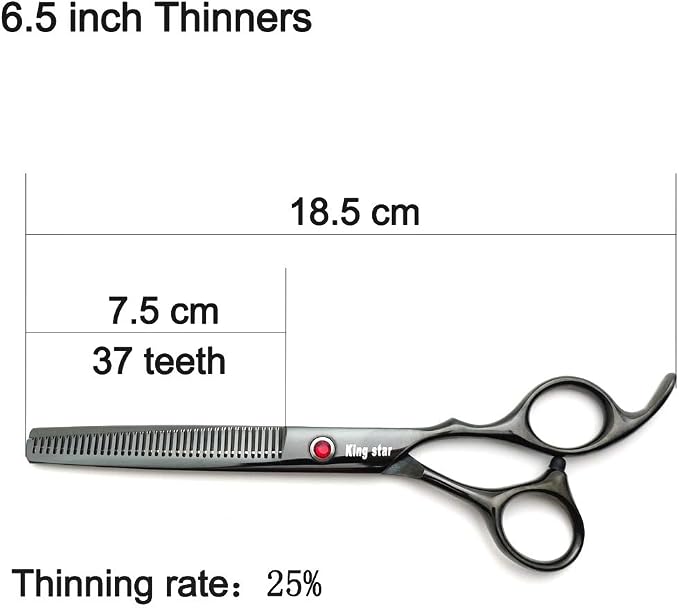 7.0in Professional Pet Grooming Scissors Set,Straight & Thinning & Curved Scissors 3pcs Set with Comb for Dog Grooming,A419 (Black-Grey)