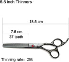7.0in Professional Pet Grooming Scissors Set,Straight & Thinning & Curved Scissors 3pcs Set with Comb for Dog Grooming,A419 (Black-Grey)
