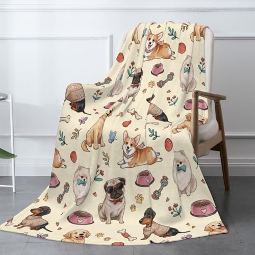Puppy Dogs Flannel Fleece Throw Blanket, 50"x40" by Odfovowo