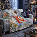 Neasow Christmas Throw Blanket, Snowman and Redbirds Cabin Animals Design Soft Fuzzy Cozy Flannel Blanket Gift for Family and Friends Home Sofa Couch Chair Decorative 50x60 Inch by Neasow