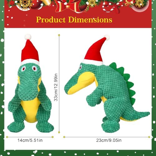 IOKHEIRA Christmas Dog Toys, Plush Squeaky Crocodile, Dog Christmas Toy - Image 2