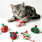 Christmas Catnip Mouse Toys for Cats,5 Pack Plush Mice Toys for Indoor Cats - Image 5