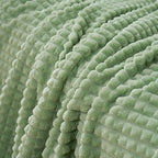Puncuntex Fleece Throw Blanket Sage Green 60"×80" with Square Grid Design - Image 6