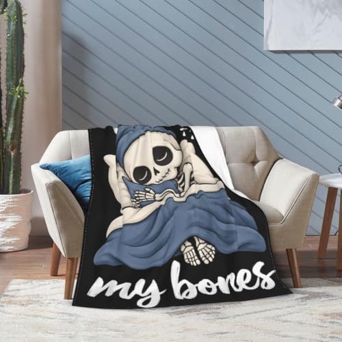 Sleepy Skeleton Blanket Throw Gift for Girls Women 80"X60" - Image 2