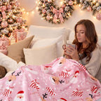 FuWeave Pink Santa Claus Christmas Throw Blanket 50 x 60 Inches - Image 6