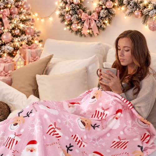 FuWeave Pink Santa Claus Christmas Throw Blanket 50 x 60 Inches - Image 6
