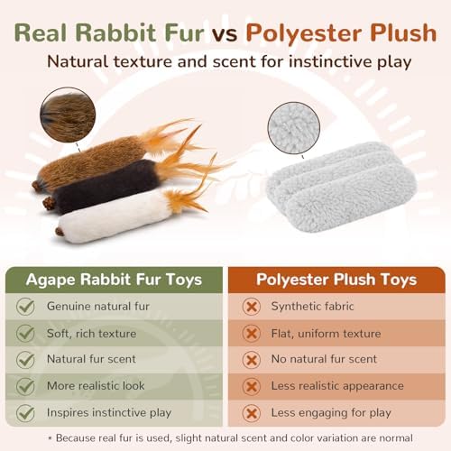 Agape Rabbit Fur Cat Toys with Catnip & Silvervine Gall Fruit, Chew Toys - Image 4