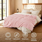 Bedsure Soft Queen Size Blanket for Bed Coral Pink 90"x90" - Image 5
