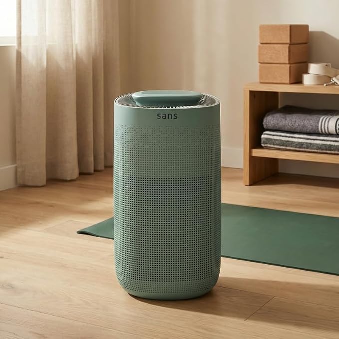 Sans True HEPA Air Purifier for Extra Large Rooms (1,854 sq ft) | UV-C Light Layer & Carbon Odor Absorption | Quiet 25dB Auto-Mode, Captures Smoke, Dust & Allergens (Agave)