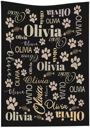 Personalized Custom Cat Name Lover Blanket, 30"x40" Soft Lightweight Plush Throw for Couch, Bed, Sofa Decoration by JUNYI