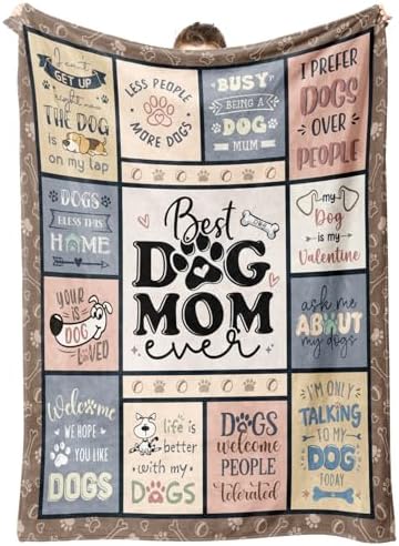 Christmas Dog Mom Gifts for Women - Best Mom Ever Blanket for Pet Lovers by SteadStyle