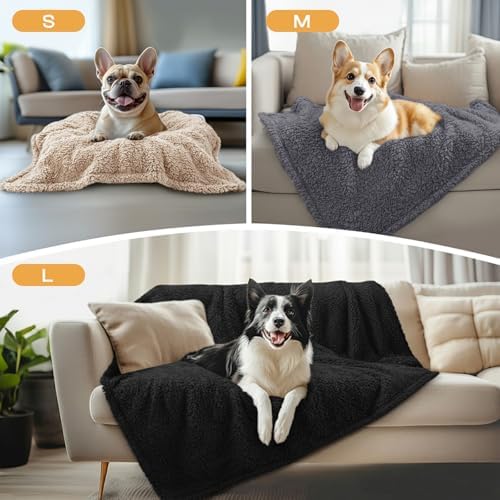 1 Pack 3 Calming Blankets Fluffy Premium Fleece Pet Blanket Soft Sherpa Throw for Dog Puppy Cat Beige/Black/Grey Large (41" x31'') - Image 3