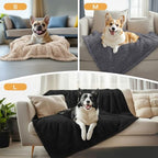 1 Pack 3 Calming Blankets Fluffy Premium Fleece Pet Blanket Soft Sherpa Throw for Dog Puppy Cat Beige/Black/Grey Large (41" x31'') - Image 3
