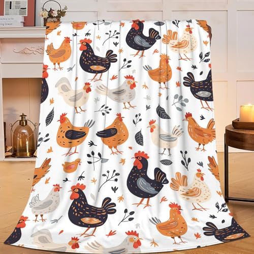 Chicken Blanket Rooster Chicken Throw Blanket Gifts for Kids Girls Boys Adults Women Man Super Soft Cozy Plush Fluffy Fuzzy Fleece Blanket Decor 40''X50'' by Fuzawet
