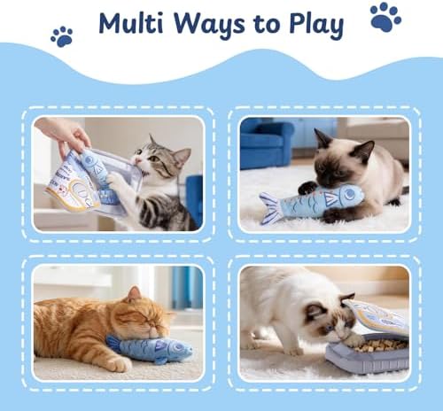 Nocciola Sardines Catnip Toys for Indoor Cats - 3 Pack Cat Toys Fish with Pouch, Cat Nip Toys Cat Kicker Toy with Crinkle Paper, Interactive Cat Toy for Kitten Enrichment, Cat Gifts - Image 5