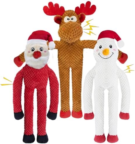 no Stuffing Christmas Dog Toys Squeaky 3-Pack Interactive Chew Toy by CneeeeeB