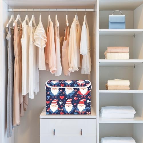 Bolaz Storage Bins with Lids and Handles,Cute Gnmoes American National Day Storage Box Storage Basket with Cover Collapsible Organizer Containers for Home Closet, Shelves - Image 6