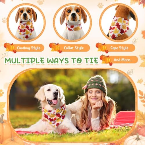 100 Pcs Fall & Thanksgiving Dog Bandanas Bulk with Holiday Sayings, Washable Adjustable Pet Triangle Scarf Bibs, Autumn Grooming Accessories for Small Medium Large Dogs Cats Costume Decor - Image 6