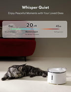 HomeRunPet Silent Cat Water Fountain, 68 oz/2L, Pet Fountain Wireless Pump, Dog Water Dispenser, Dual Mode, Quick Assembly & Easy-Clean, Filters Included | 20dB Ultra-Quiet Water Dispenser for Cats and Small Dogs, Easy-Clean, Triple Filtration, LED Dis...
