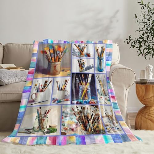 Artist Gifts Blanket for Girls Women Men Adults Soft Cozy Fleece Art Teacher Throw Blankets Warm Flannel Plush Stuff Lightweight Decorative for Couch Bed Sofa 50"X40" - Image 4
