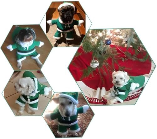 NACOCO Pet Christmas Costumes Dog Suit with Cap Santa Claus Suit Dog Hoodies Cat Xmas Costumes (Green, XXXL) - Image 5