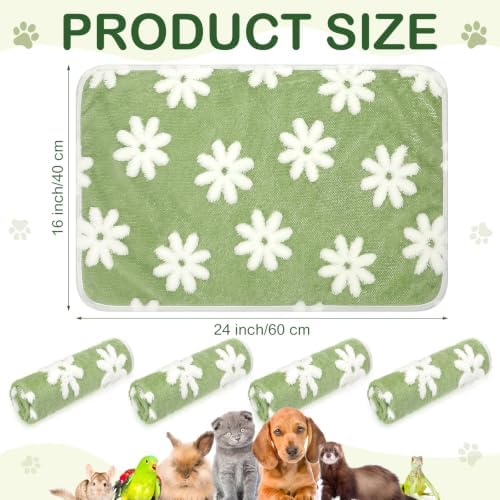 Reginary 4 Pcs Guinea Pig Fleece Cage Liners, White Flower, 24 x 16 Inch - Image 2