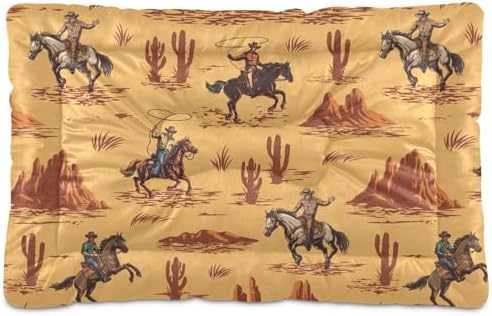Dog Bed Mat Western Cowboy American Washable Anti-Slip Bottom Comfy Kennel Pad Cat Crate Pet Pad 18 x 24 Inches by Mazeann