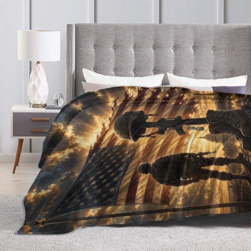 American Soldier Blanket Patriotic Military Throw Gifts 80"x60" - Image 7