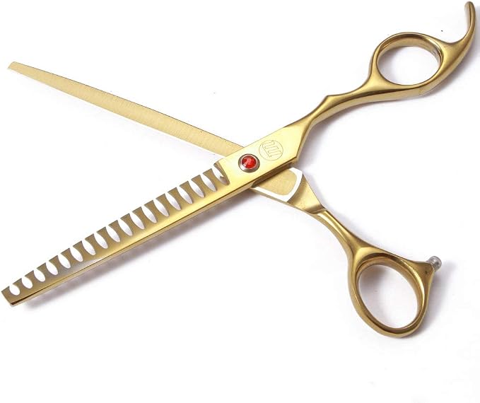 Professional Dog Grooming Scissors Set, 7 Inch/8 Inch Pet Grooming Scissors Chunkers Shears for Dog, Curved Dog Grooming Scissors, Thinning Shears for Dog with Grooming Comb | Pet Grooming Chunkers Shears for Dog, Curved Dog Grooming Scissors, Thinning...