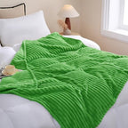 Bright Green Fleece Throw Blanket 50”×60” for Couch Sofa Livingroom - Image 3