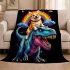 Corgi Blanket Funny Cartoon Corgi Dinosaur Throw Blanket Gifts for Corgi Lovers Girls Boys Kids Men Women Adults Super Soft Cozy Plush Fluffy Fuzzy Fleece Blanket Home Decor 40''X50'' - Image 5