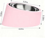 15° Tilted Dog Bowl for Medium Dogs & Flat-Faced Breeds - Anti-Choke Ergonomic Elevated Feeder Non-Slip Base - 2-in-1 Detachable Stainless Steel Food (M, Pink)