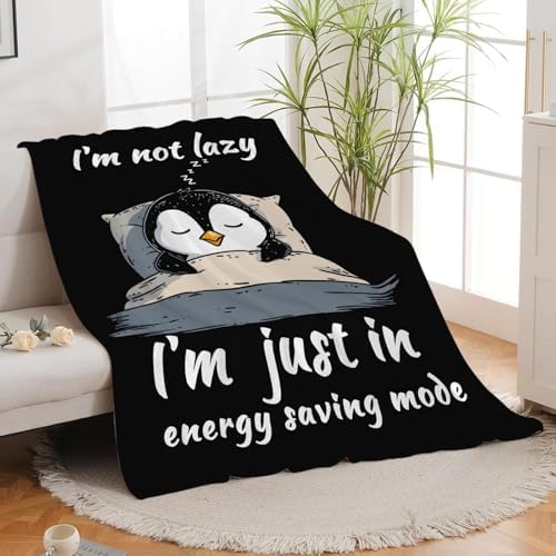 Penguin Blanket for Girls Women Boys Men Adults Kids Soft Cozy Fleece Sleeping Penguin Throw Blankets Gifts Warm Flannel Plush Lightweight Decor for Couch Bed Sofa 60"X50" - Image 3