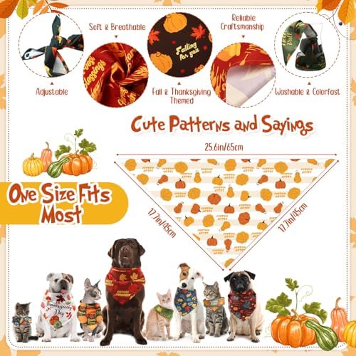 200 Pcs Fall Dog Bandanas Bulk, Autumn Thanksgiving Bandanas, Medium - Image 2