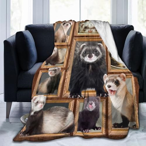 Cute Ferret Blanket for Girls Women Boys Men Adults Kids Soft Cozy Fleece Ferret Throw Blankets Gifts Warm Flannel Plush Stuff Lightweight Decorative Blanket for Couch Bed Sofa 80"X60" - Image 5