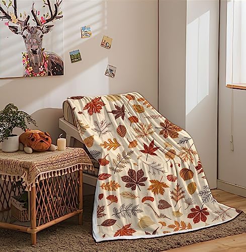 Fall Throw Blanket Autumn Leaves Decor Thanksgiving Fuzzy Fleece Soft Blankets and Throws for Living Room Couch Sofa Bed Chair 50 X 60 Inch - Image 7