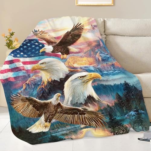 Bald Eagle Blanket for Boys Men Girls Women Soft Cozy Fleece American Flag Eagles Throw Blankets Gifts Warm Flannel Plush Lightweight Patriotic Decor for Couch Bed Sofa 50"X40" - Image 5