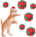 Queekay 6 Pieces Christmas Cat Toy Balls with Bell, 2 Sizes Soft Fuzzy Colorful Interactive Kitten Cat Toys by Queekay