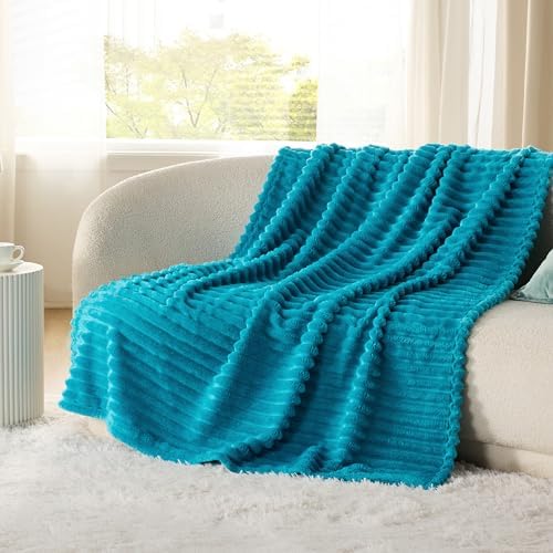 Bedsure Soft Twin Blanket for Bed Decor Gifts Teal 60"x80" - Image 3