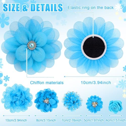Hoteam 50 Pcs Dog Collar Flowers Bows Accessories, Blue - Image 2