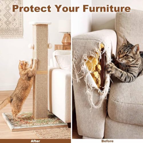 Tall Cat Scratching Post for Indoor Cats Adults with Carpet, Green - Image 6