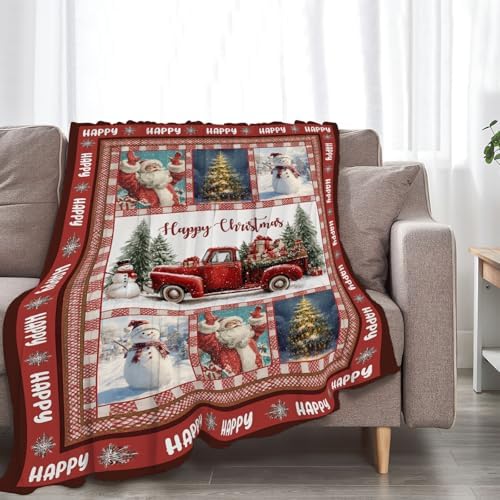 Christmas Santa Claus Blanket Christmas Pleasant Car Tree Throw Blankets Gifts for Girls Boys Kids Soft Cozy Fleece Plush for Couch Sofa Bed 60"x50" - Image 5