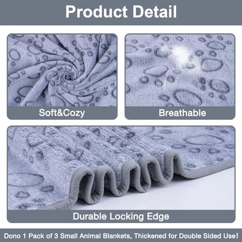 Dono 1 Pack 3 Dog Blankets, Soft Fluffy Fleece Pet Blanket Warm Sleep Mat Paw Print Design Puppy Kitten Throw Blankets Doggy Blanket for Dogs - Image 4