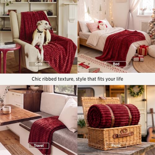 Bedsure Soft Red Throw Blanket for Couch Decor Gifts 50"x60" - Image 3