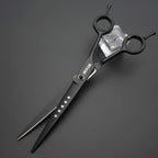 7.0 inches Professional Dog Grooming Scissors Set Straight & thinning & Curved & chunkers & comb 5pcs in 1 Set for left-handed & right handed Black