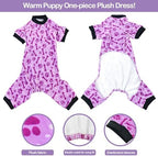 PET SHOW 4 Pack Paw Print Fleece Dog Pajamas Warm for Medium Dogs - Image 2