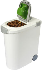 Ashfield & Harkness Airtight Pet Food Storage Container, Holds 30 Lbs | BPA-free HDPE, silicone airtight seal, scoop included, slim white/grey design, 17.5"x9.5"x20", for dog, cat & bird food