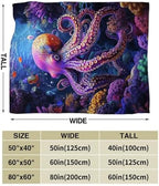 Octopus Blanket Ocean Octopus Throw Blankets Decor Stuff Cozy Flannel Fleece Soft Plush Fuzzy Warm Lightweight Bedding Gifts for Women Girls Kids 80"X60" - Image 6