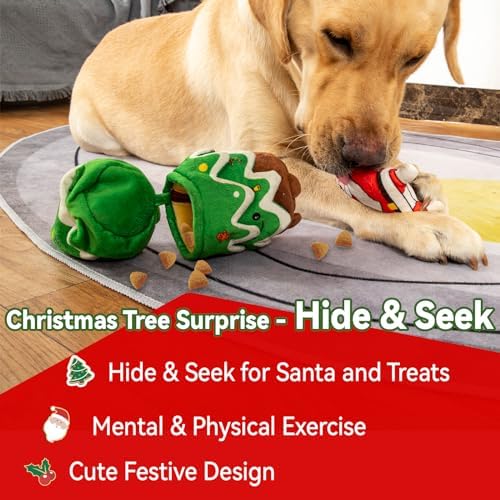 Christmas Dog Toy, Squeaky Crinkle Xmas Tree and Santa - Image 2