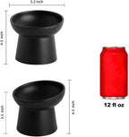 Elevated Cat Bowls, 15° Tilted Ceramic Raised Cat Food and Water Bowl Set, Whisker-Friendly Porcelain Pet Feeder Dishes for Indoor Cats and Small Dogs,Black,5.2 Inch,2 Pack